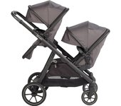Carrinho De Gémeos Trio conversível Capas De Chuva, Adaptadores, Saco Muda Fraldas E cadeiras auto grupo 0 babyGO Duo Mega Grey/Black Grip