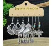 Ethnic Style Alloy Earrings Silver Plated Retro Geometric Round Bee Leaves Bamboo Sunflowers Personalized Decoration Gifts