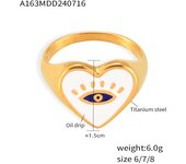Encanto Vintage Unique  Colorful Oil Titanium Steel Ring 18k Gold Plated Demon Eye Heart Shape Luxury Lightweight Ring