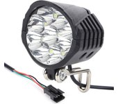 36/48/60V Electric Bicycle Light with Horn 18W 9 LED Electric Scooter LED Front Light Waterproof High Power Headlight for E-Bike
