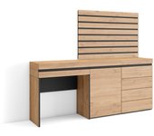 Skraut Home - Tocador con cajón para Dormitorio o habitación - 177x35x145 cm - Módulo una puerta - Cajonera de cuatro cajones - Listones Decorativos para la pared - Estilo Moderno - Varios colores disponibles