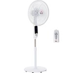 HOMCOM Ventilador de pie Ø 42cm 50W mando a distancia temporizador 3 modos 3 velocidades pantalla LED potente silencioso altura regulable oscilante 85° blanco