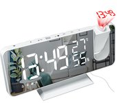 Despertador Digital LED, proyección de Radio con temperatura, humedad, reloj de espejo, pantalla de hora de cabecera multifuncional, Mesa de Color
