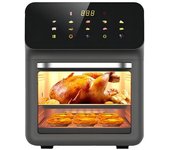 Horno negro multifuncional 1350W, Freidora de Aire sin Aceite 10L, tostadora de encimera, 10 Modos Preconfigurados, Sistema Giratorio, Freidora de horno sin aceite, Broil, asados y repostería