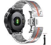Titanium Color Strap For Garmin Fenix 5 5X 5XPlus 6 6X 6XPro 7x Stainless Steel Metal Band 26 22mm For Garmin Forerunner 945 935