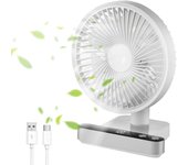 Ventilador de escritorio USB, 5000 mAh, recargable, 4 velocidades, Pantalla de potencia, ventiladores silenciosos para dormir, rotación de 120 °, swinging, Silencioso, Fuerte Flujo de Aire, ventilador para el hogar