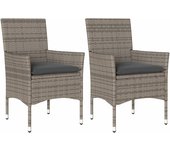 vidaXL Sillones de jardín con cojines 2 uds ratán sintético gris