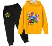 Super Mario Kawaii children's suit street fashion boys and girls suit sports pullover + sweatpants two-piece sports suit