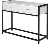 HOMCOM Mesa de Consola 120x34x81 cm Mesa de Entrada con 2 Cajones y Pies Ajustables Mueble Recibidor de Estilo Moderno para Pasillo Salón Blanco y Negro