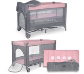 Cuna de Viaje MS - Plegable y Regulable, Dos Alturas, hasta 15 kg, con Cambiador y Ruedas - Ideal para Viajes con bolsa de Transporte