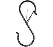 5 Ganchos organizadores de bolsos para armario. Ganchos en Forma de S Torcidos con Sistema Anticaída. Ganchos en S Girados. Ganchos resistentes metalicos para bolsos. (T, Negro)