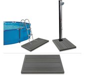 vidaXL Panel de Suelo para Ducha Solar Escalera Piscina WPC Accesorios Jardin Color Gris,  Marrón, y mas