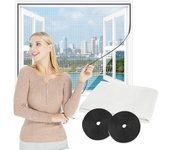 Flintronic 150 * 180CM Mosquitera para Ventana, Mosquiteras para Ventanas Universal, Malla Contra Insectos Mosquitera con 2 rollos de Velcro, Protección Total Contra Mosquitos y Moscas(Blanco)