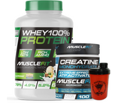 Pack Whey 100% Protein 2000g + Creatina 300g MuscleFIt + Shaker (regalo)  MuscleVip  Aumento Muscular