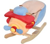 HOMCOM Caballo Balancín para Niños de +18 Meses Avión de Peluche con Música y Cinturón Seguridad Caballito Infantil 60x33x45 cm Multicolor