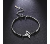 Titanium Steel Box Chain Bracelet Cut Hollow Witch Knot S Shape Double Hole Pendant 304 Stainless Steel Bracelet
