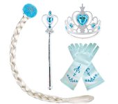 3-12T Party Accessory Princess Gloves Wig Braid for Girl Elsa Anna Sofia Aurora Rapunzel Belle Cinderella Birthday Costume Prop