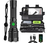 100000 High Lumen Super Bright Powerful XHP70.2 LED Tactical Hunting Flashlight USB C Rechargeable Portable Ultra Power Torch