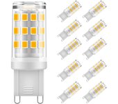 Bombilla LED G9, equivalente a 3 W de halógeno G9 de 30 W, 300 lm, luz blanca cálida de 3000 K, sin parpadeo, CA de 220 V, no regulable, paquete de 10 [clase energética F]