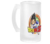 MERCHANDMANIA JARRA CERVEZA CRISTAL logo personaje vegeta guerrero z serie peleas esmerilada esmerilado 500ml