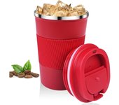 Taza de Café Roja de 380mL Termo de Acero Inoxidable 304 Portátil Antibacteriano para Coche