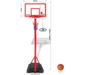 Devessport Canasta Baloncesto Infantil Ajustable 1,49 – 1,95 cm | Canasta Baloncesto Niños para Interior y Exterior | Base Estable y Aro con Red