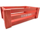 Tradineur - Caja de madera con asas "Wood Box" - Almacenamiento y organización - Caja Multiusos, Decoración, Herramientas, cocina, etc. - 26 x 16 x 9 cm - Color Rojo