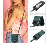 Hanging Rope Zipper Flip Leather Wallet Stand Card Holder Phone Bags Case for Samsung Galaxy Z FLIP 3 4 5 6