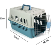 Transportin rigido para mascotas, jaula para perros o gatos transpirable con asa, rejillas metalicas de aireacion, jaula para viajes, autocaravana, uso interiores o exteriores. Disponible en 2 colores y tamaños.