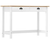 vidaXL Mesa consola Hill con 2 cajones madera pino 110x45x74 cm Marrón, Blanco, Gris Mesa de sofá Mesa de Entrada para Salón Consola de Entrada Mueble Recibidor Mesita Mesa auxiliar Salon