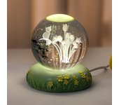 Lámpara de noche con forma de bola de cristal con forma de flor, de 2,4 pulgadas, con base que brilla en el crepúsculo, regalo creativo de cumpleaños con forma de bola de cristal para hombres, mujeres, niños, niñas y adolescentes (lirio de los valles