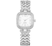 Reloj para mujer con piedras brillantes, diamantes, letras romanas y numeración, movimiento de cuarzo, un reloj de lujo para la mujer