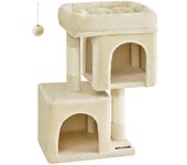 Feandrea Árbol para Gatitos, Torre de 67 cm, S, para Gatitos de hasta 3 kg, Plataforma Grande , 2 Cuevas , Rascador, Beige/Gris Ahumado/Gris Claro