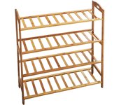 Zapatero de bambú 4 niveles 68 x 24 x 71 cm. Estantería, mueble zapatero de madera 4 alturas multiuso, soporte para zapatos, recibidor, pasillo, dormitorio