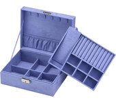 Caja de joyas de 2 Capas, Organizador de joyas, bandeja de joyas extrable, almacenamiento de joyas, idea Aguda, 23*19*9cm