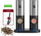 Juego De Molinillos Eléctricos De Pimienta Y Sal Con Base LED Regulable Recargable Para Cocina Herramienta Ecológica