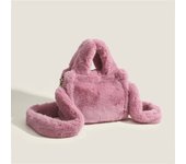Lindo bolso de mano de felpa de color sólido para niña, nuevo bolso bandolera peludo versátil para otoño e invierno para mujer