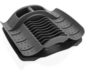 UNIMASA Escurreplatos, Escurridor De Platos Extensible con Cesta de Cubiertos, Caño De Drenaje Giratorio Gris Oscuro