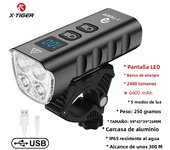 X-TIGER Bike Front Light 6400mA Rechargeable Bicycle Light 2400LM Cycling Headlight LED Flashlight MTB Bike Lamp