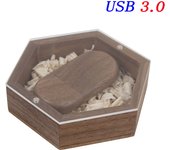 JASTER New USB Flash Drive 3.0 Acrylic Board Hexagonal Box  Pendrive 4GB 8GB 16GB 32GB  64GB 128GB Pen drive（No customized logo）