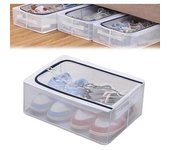 Caja de almacenamiento de zapatos de PVC impermeable, caja de almacenamiento de zapatos transparente plegable, organizador de almacenamiento de zapatos apilable, organizador de cajas de zapatos para armarios, entradas, debajo de las camas (grande)