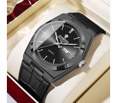 BINBOND Top Brand Luxury Men Quartz Watches Original Watch for Man Waterproof Luminous Date Week Leather Strap Wristwatch Male