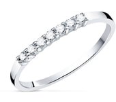 Sortija Oro Blanco 18k lisa combinada centro 7 diamantes 0.022ct.