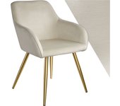 Tectake - Silla aterciopelada Marilyn patas color oro  Silla tapizada en terciopelo  Versátil y combinable  Forma ergonómica con bordes redondeados