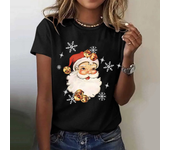 Christmas Women's Casual T-Shirs 2025 Summer Red Hat Wine Glass Graphic Tees XMAS Funny Print Tops Short Sleeve O-Neck Clothes