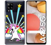 Tumundosmartphone Funda Gel Transparente para Samsung Galaxy A42 5G diseño Unicornio Dibujos
