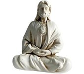Estatua de Jesús, estatuilla de Jesús meditando, adorno de resina hecho a mano escultura religiosa, decoración de escritorio de Navidad de Pascua, estatua de meditación para decoración de estante de escritorio del hogar, estilo A 5.9 in
