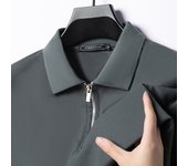 Summer New Men's Casual Slim Fit Polo Shirt Flip Collar Breathable Half Zipper Short Sleeve Top Solid Color Comfortable T-shirt