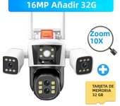 8K 16MP WiFi Camera 10X Zoom Four Lens Outdoor Security Protection PTZ IP Camera Motion Detection Smart CCTV Surveillance Camera