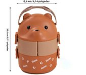 Stackable Bento Box Portable Cute Cartoon Children Lunch Box Double Layer Food Storage Container Eyeglass Bear Thermal Bento Box